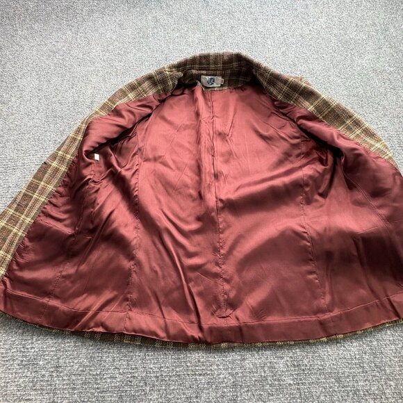 VTG EJE Blazer Jacket Womens 14 Brown Plaid Dark Academia 90s Wool Runs Small - Picture 9 of 16